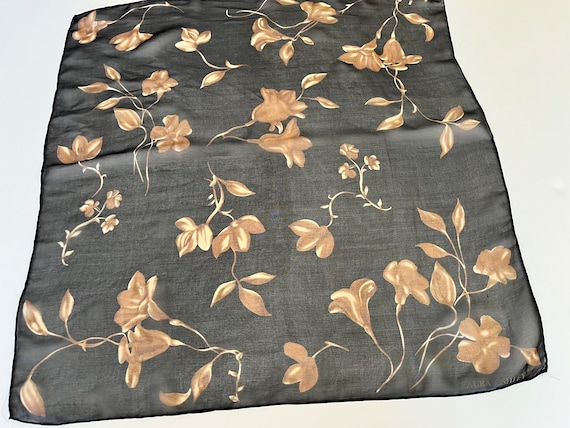 Laura Ashley Scarf Lovely Silk Chiffon Black and … - image 2