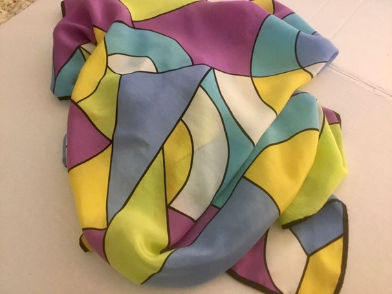Vintage Echo Silk Scarf Oversized Square Fab Colo… - image 3