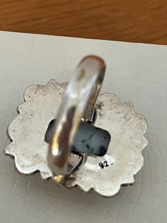 Sterling Tree Agate Ring Chunky Silver Artisan Gr… - image 6