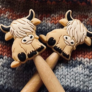 Knitting Needle Stoppers Highland Cows Ailish