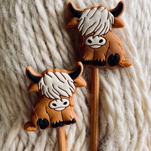 Knitting Needle Stoppers Highland Cows Angus