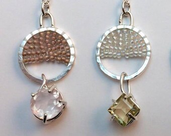 Silver Beaded Gemstone Pendant