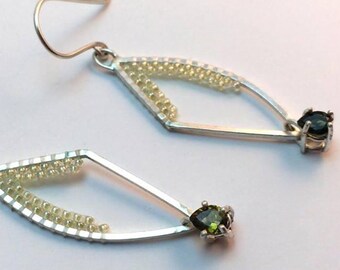 Green Tourmaline Beaded Earrings