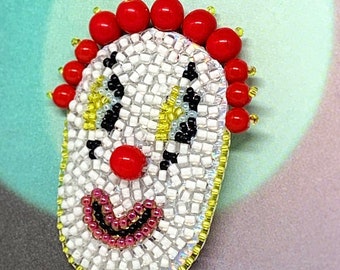 Cute Clown Beaded Brooch | Beaded jewelry | Handmade | Art jewelry | Clown pin | Weird jewelry | Funny pin