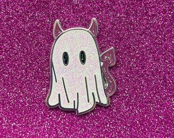 Devil Ghost Glitter Enamel Pin