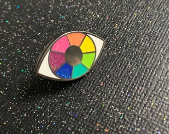 Rainbow Eye Glitter Enamel Pin