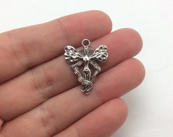 BULK 40 Cherries charms antique silver tone FD189