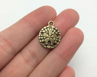 Antique Bronze Beach Sand Dollar Charm Necklace