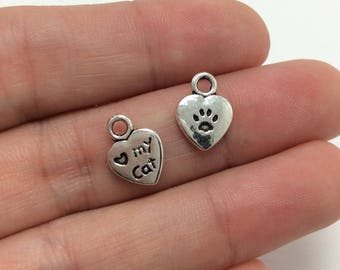 BULK 25 Cat Charms Antique Silver BCAT10