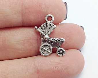 Chariot Trading 925 Sterling Soild Silver Baby Carriage Charm Beads 
