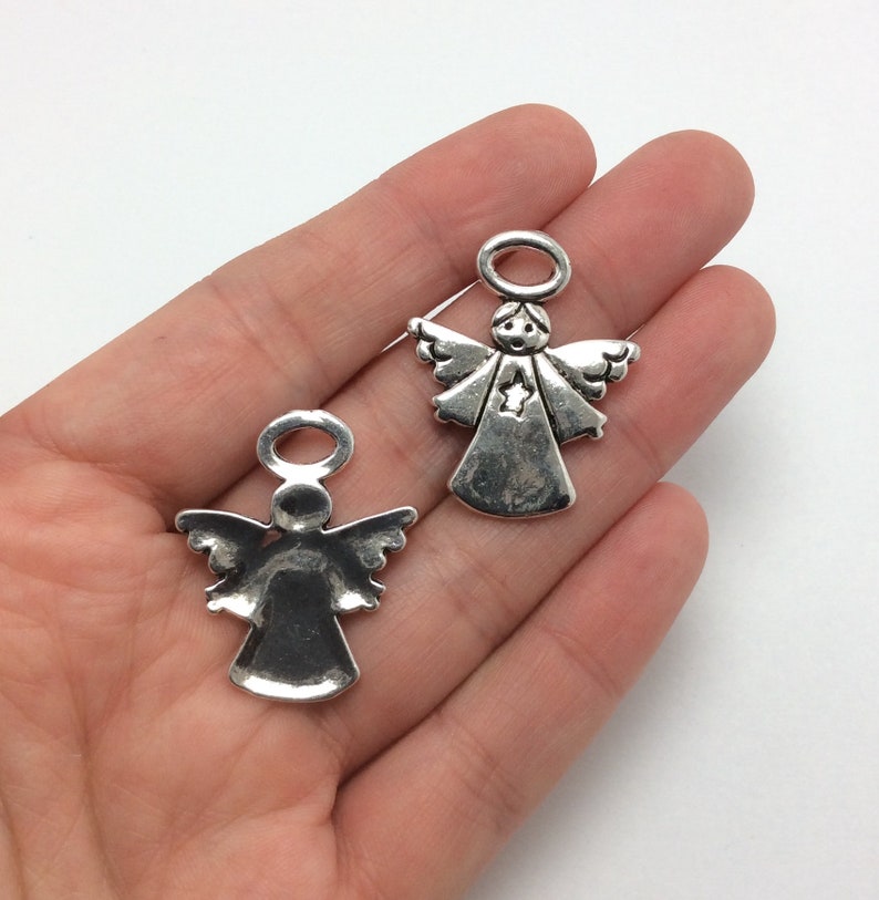 BULK 20 Angel Charms Antique Silver Tone Christmas Religious Etsy