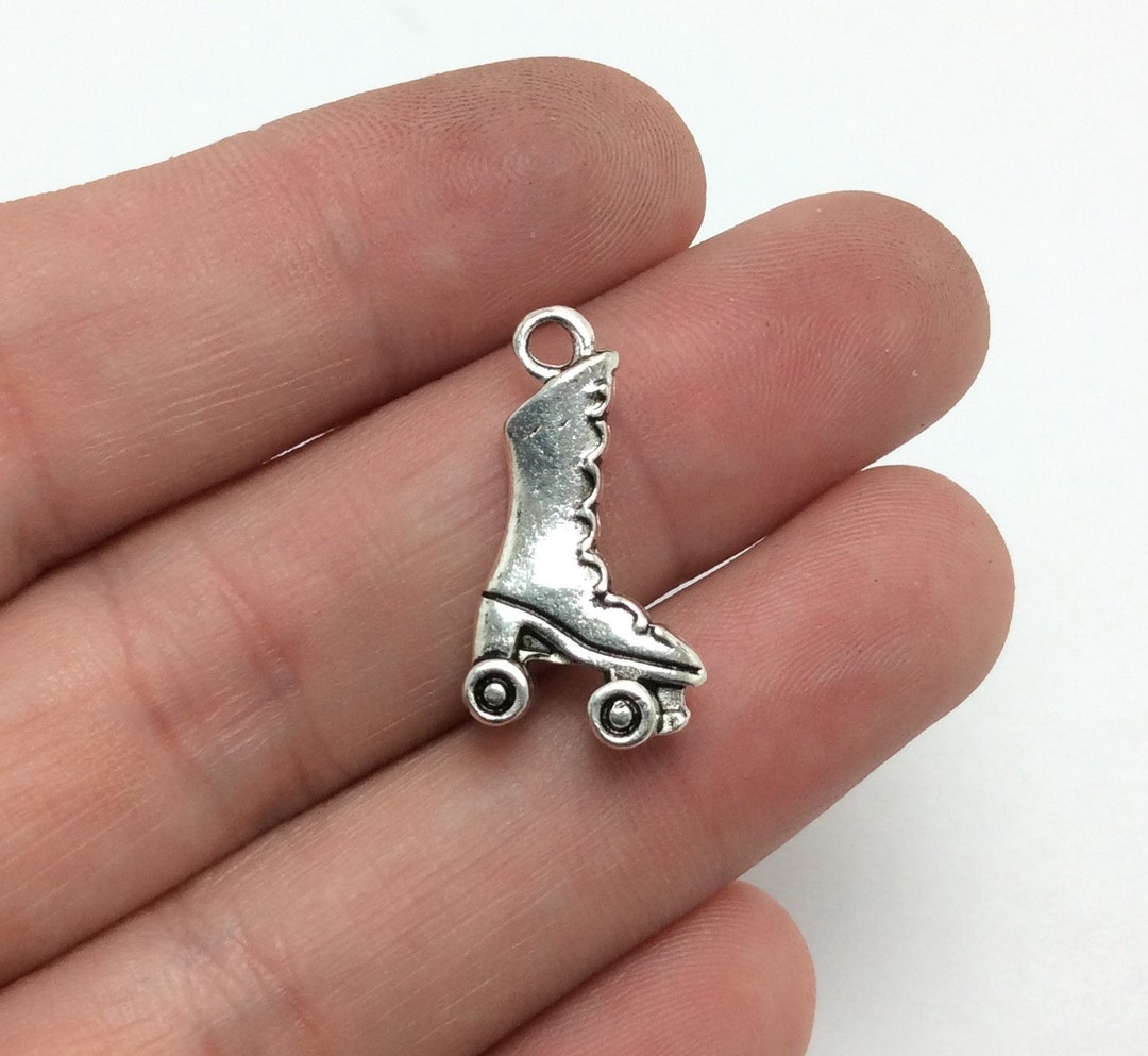 5 Roller Skate Charms Silver Skate Charms 11255 Etsy