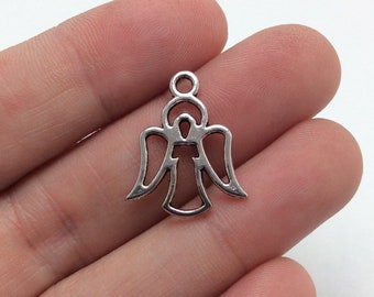 10 Angel Charms, Silver Tone ,Christmas Religious (1430)