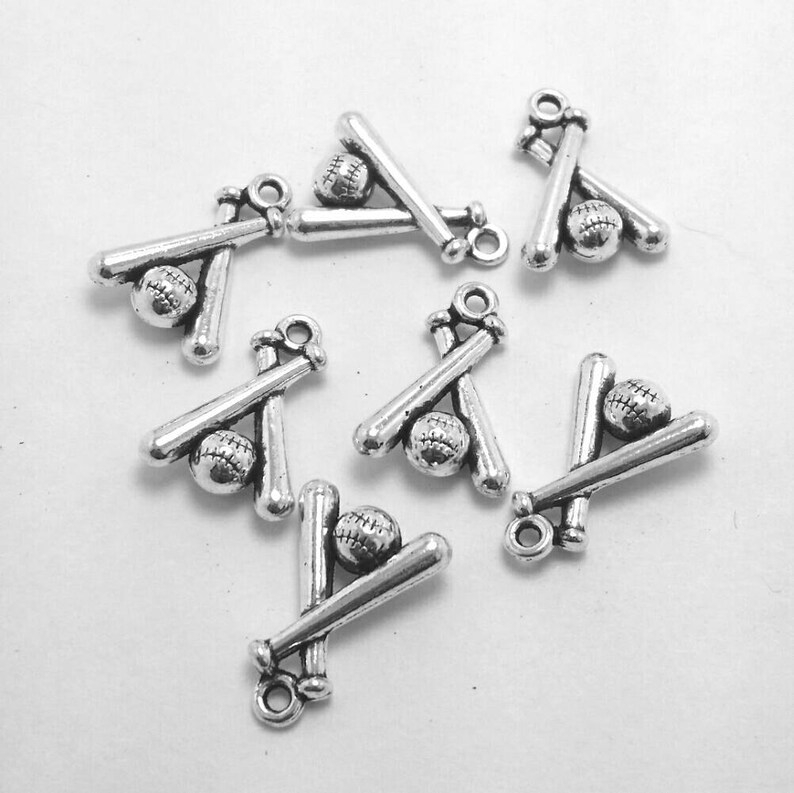 BULK 30 Baseball and Bat Charms Silver Baseball Charms Etsy