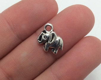 BULK 50 Elephant Charms Antique Silver Tone Zoo Animal (5-1416)