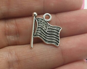 Patriotic US Flag Heart 13mm Italian Charm not compatible with smaller 9mm charms Patriotic US Flag Heart 13mm Italian Charm not compatible with smaller 9mm charms