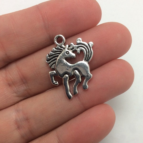 4 Silver Horse Charms Antique Silver Tone Pony Western Equestrian Rodeo (1-1414)