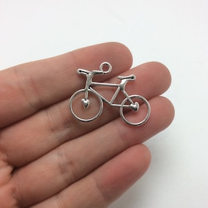 BULK 30 Bicycle Charms Antique Silver Tone Bike Fitness Sports (5-1540)