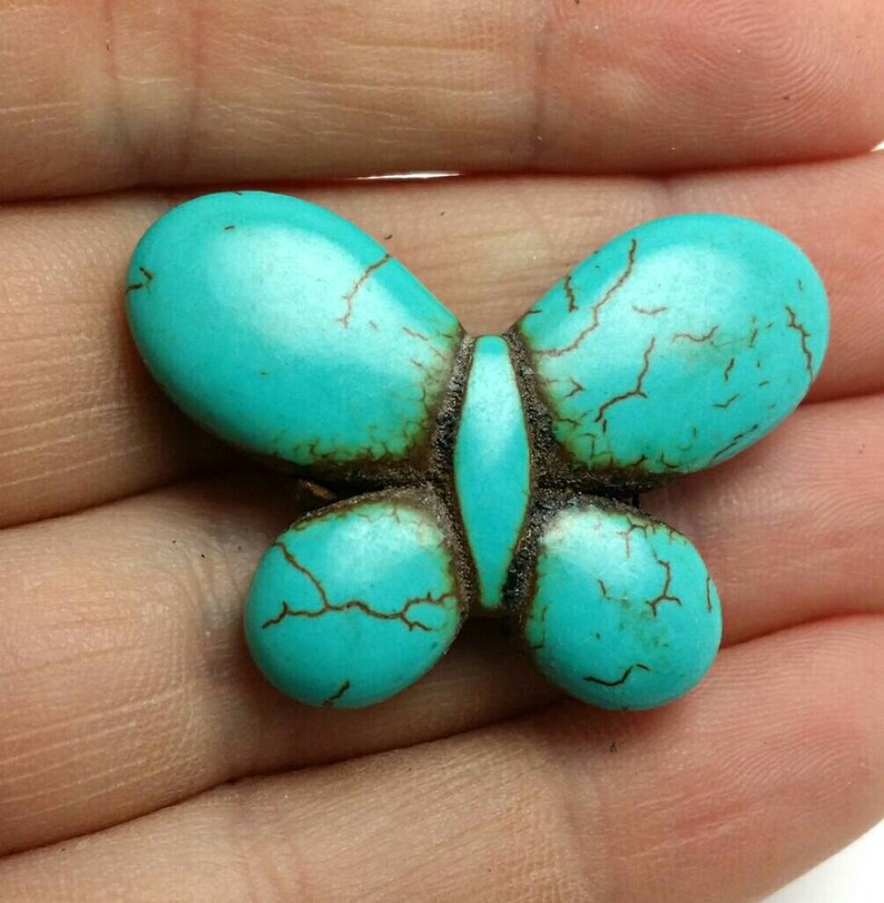 BULK 20 Large Butterfly Beads Howlite Gemstone Turquoise Blue Etsy