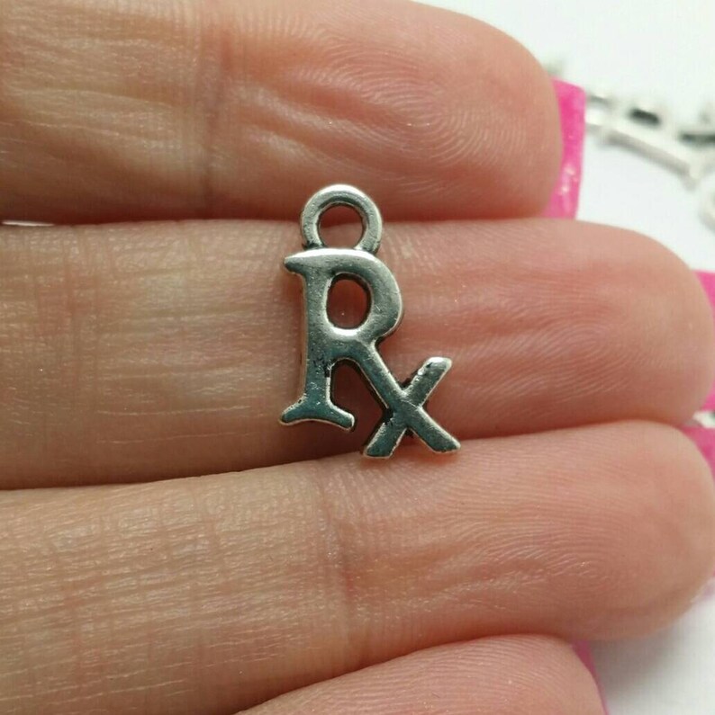 5-1330 BULK 60 Rx Charm Antique Silver Tone Medical Nurse Doctor