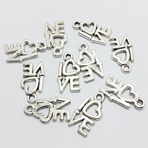  BSJELL 60pcs Valentine's Day Heart Charms for Jewelry