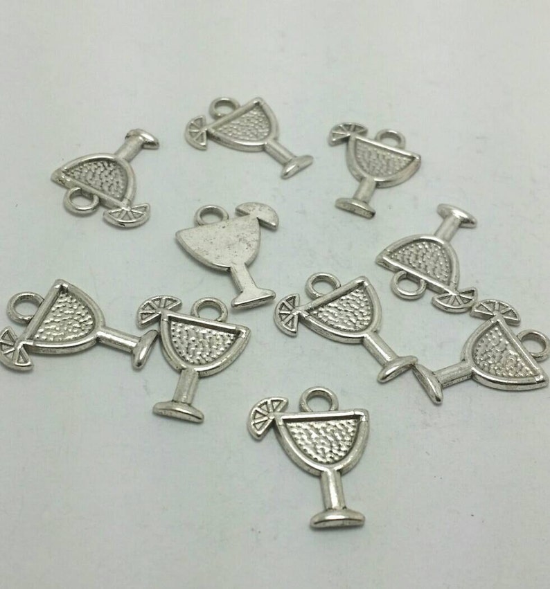 BULK 50 Cocktail Glass Charms Antique Silver Tone Martini Etsy