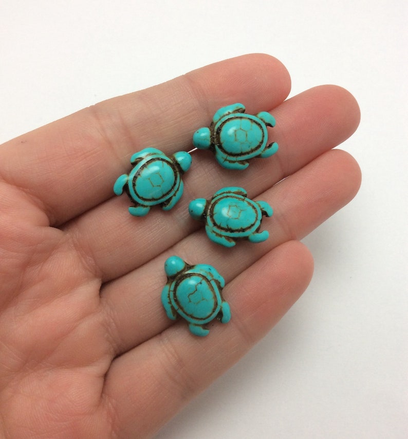 BULK 50 Dark Turquoise Turtle Beads Howlite Gemstone 51574 Etsy