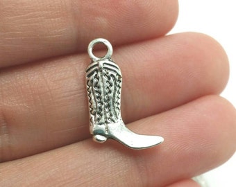 8 Cowboy Boot Charms Silver Tone Western Rodeo (1-1009)