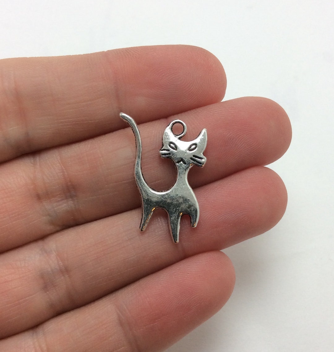 8 Cat Charms Silver Cat Charms Pet Charms 11448 Etsy