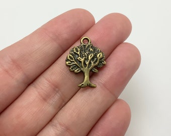 BULK 30 Tree Charms, Antique Bronze Tone (5-1210)