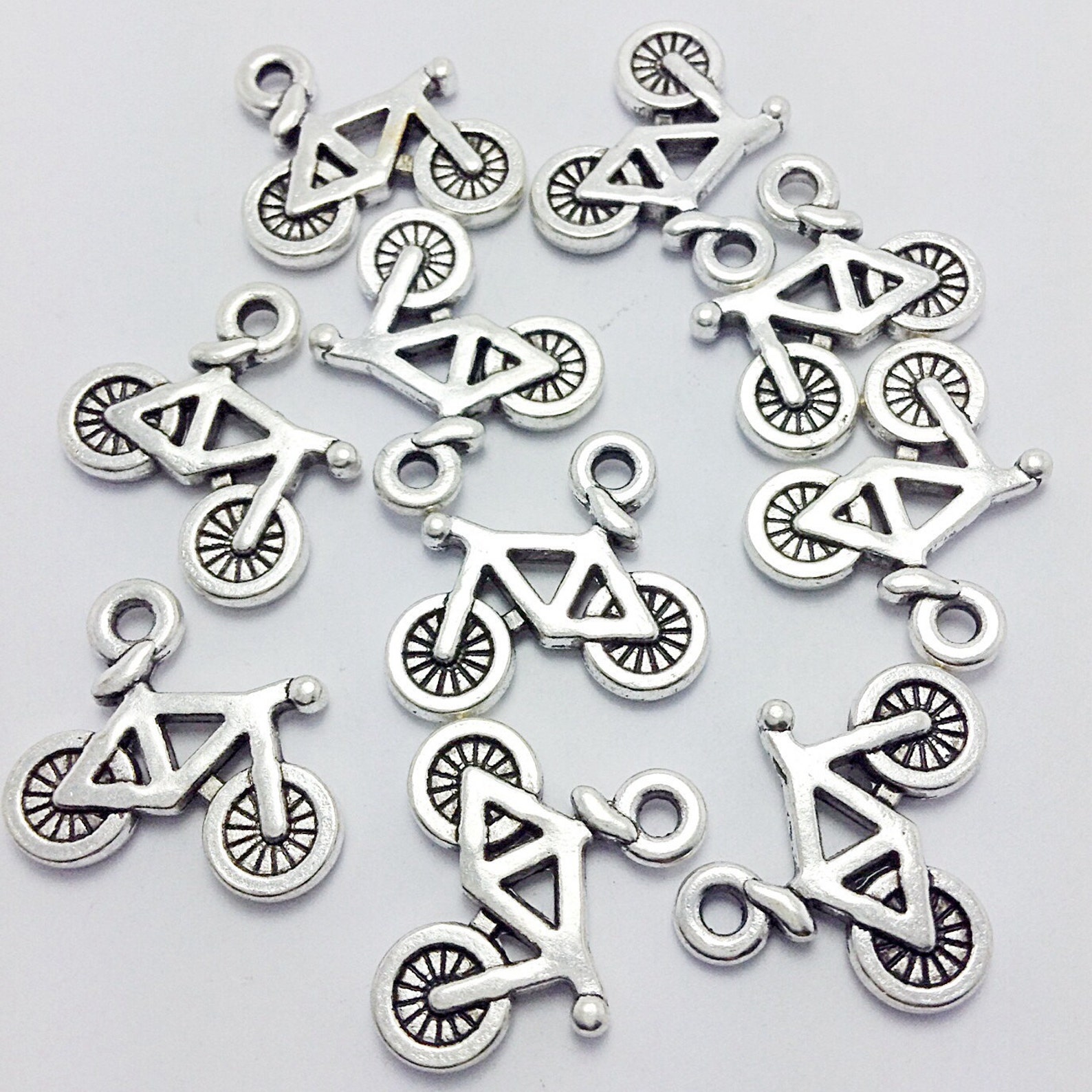 10 Bicycle Charms Silver Bike Charms Outdoor Charms Toy Etsy