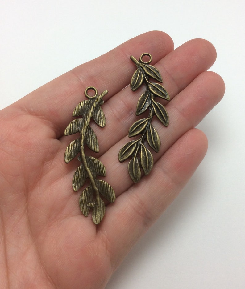Olive Branch Charms 2pcs Bronze Tone 1-1693
