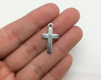 8 Cross Charms Antique Silver Tone Religious Christian Easter Jesus (1-1020)