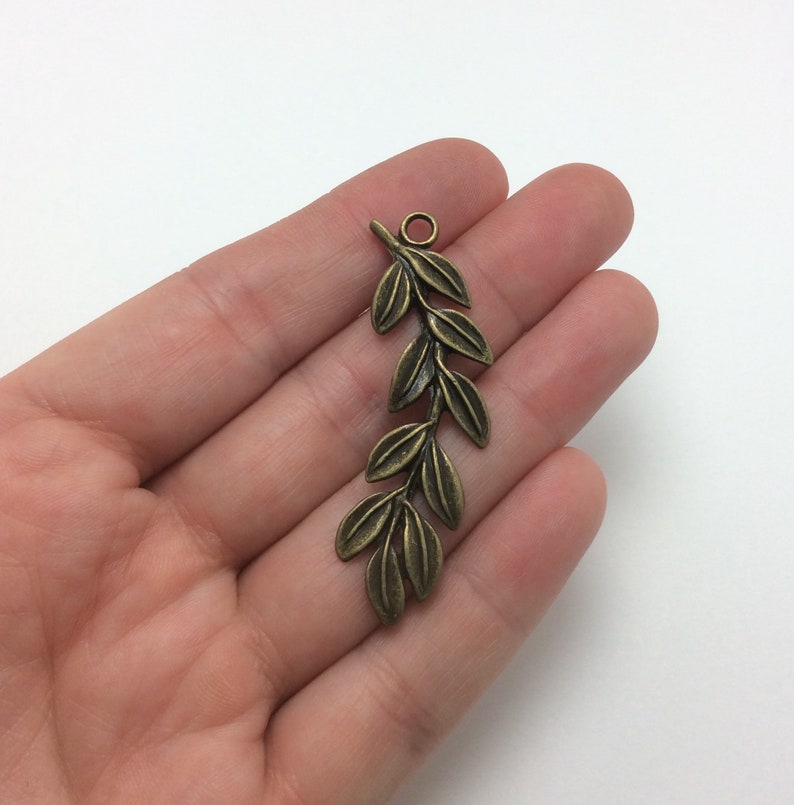 Olive Branch Charms 2pcs Bronze Tone 1-1693