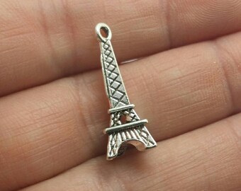 8 Eiffel Towel Charms, Silver Eiffel Tower Charms, Travel Charms (1-1139)