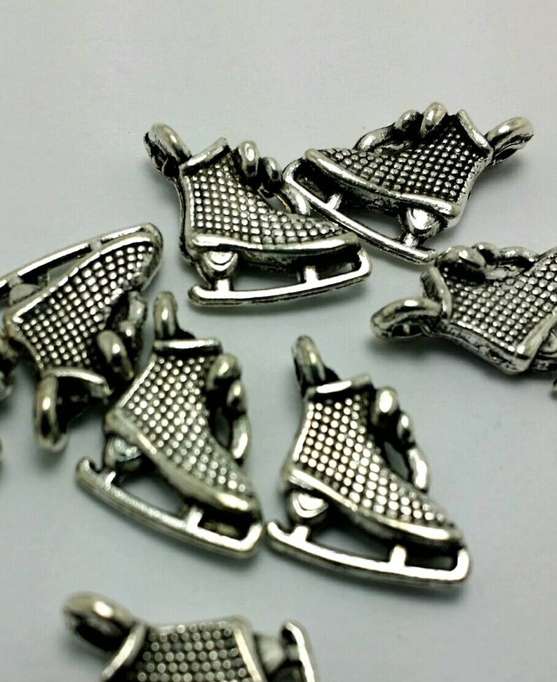 10 Ice Skate Charms Silver Skate Charms Figure Skating Etsy