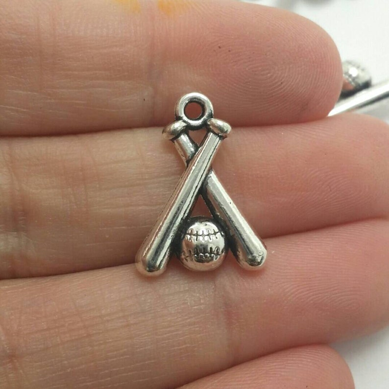 BULK 30 Baseball and Bat Charms Silver Baseball Charms Etsy