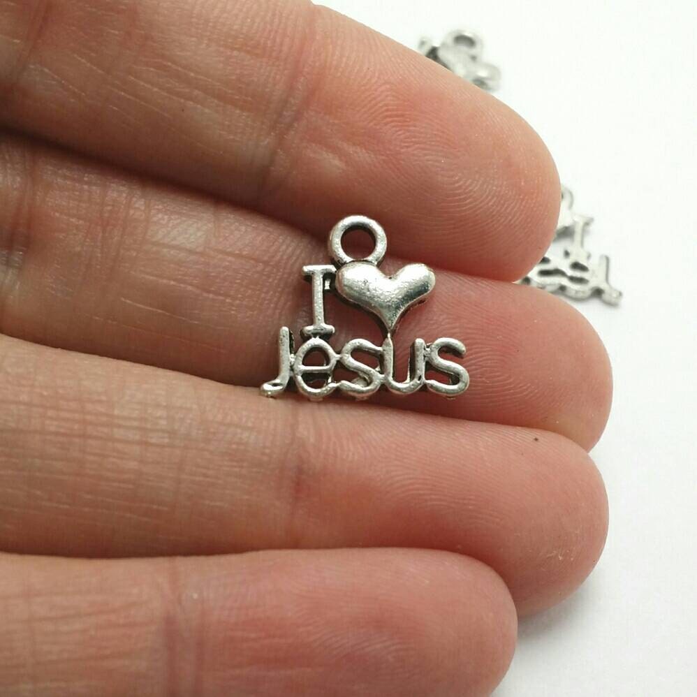BULK 50 I Love Jesus Charms Silver Christian Etsy
