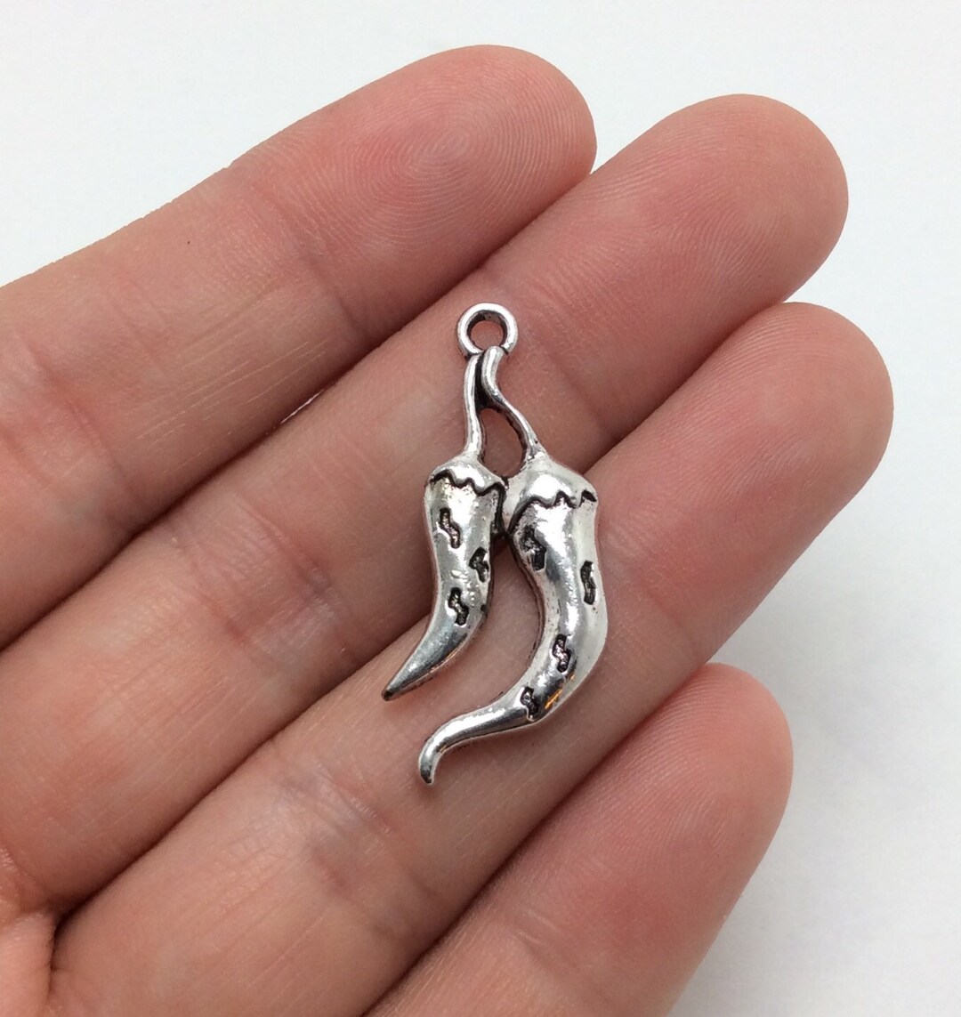 BULK 40 Chili Pepper Charms Antique Silver Tone Jalapeno Food Etsy