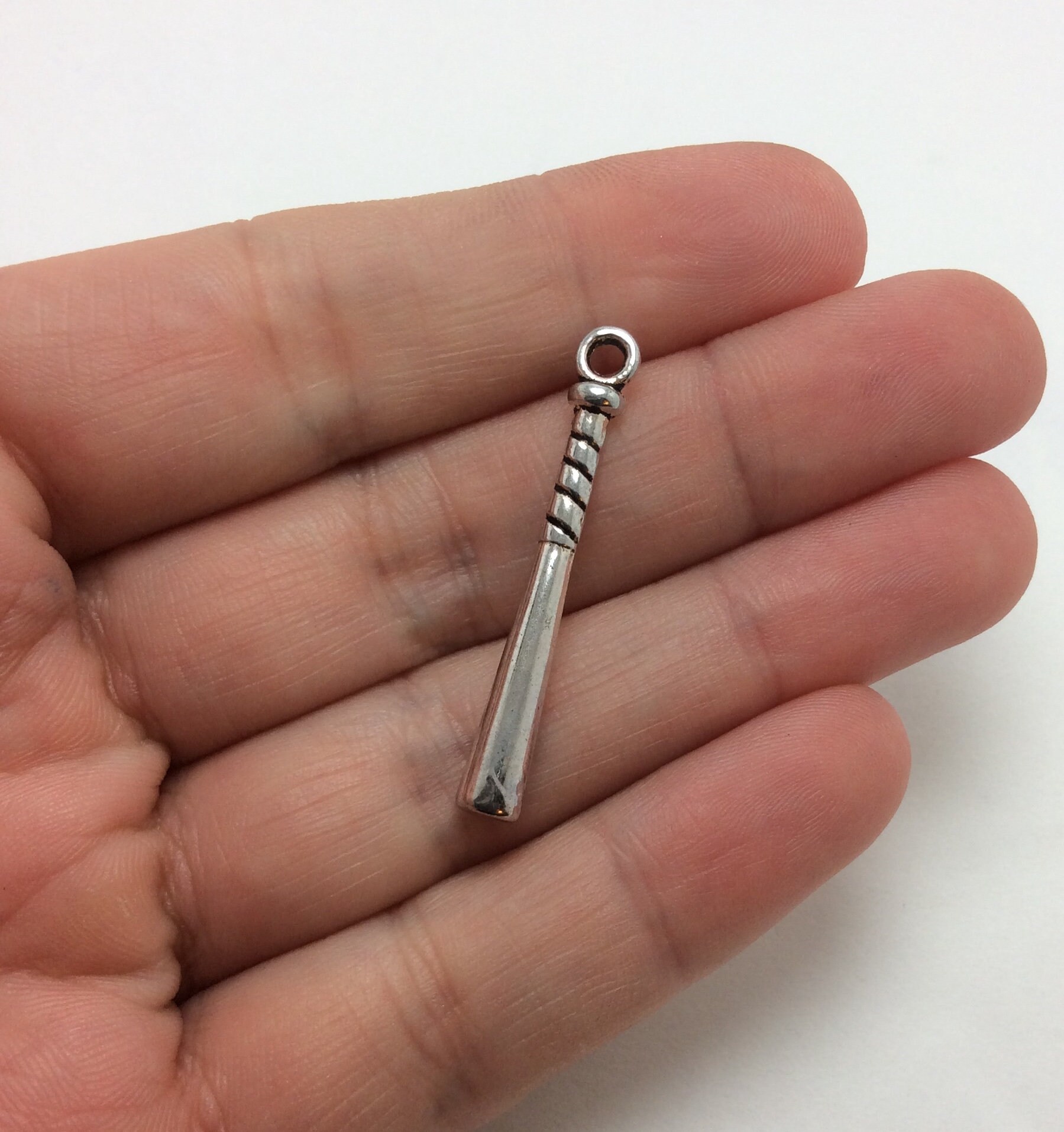 BULK 50 Baseball Bat Charms Silver Baseball Charms Softball Etsy UK