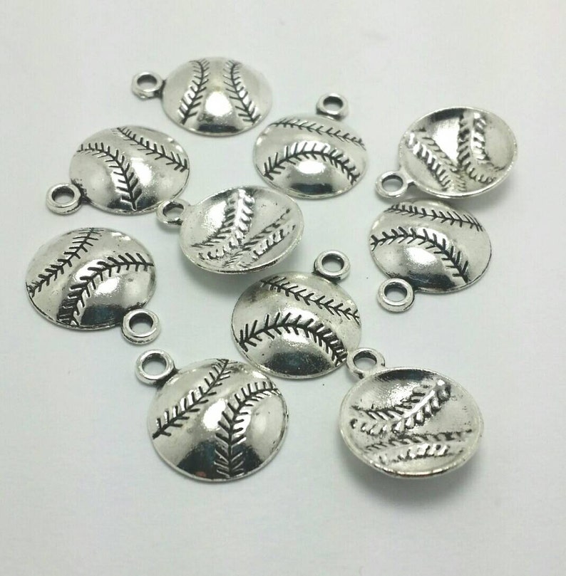 BULK 50 Baseball Charms Antique Silver Tone Softball Sports Etsy