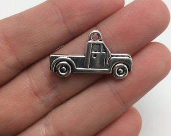 BULK 30 Pickup Truck Charms Antique Silver Tone Travel Vehicle Automobile (5-1048)