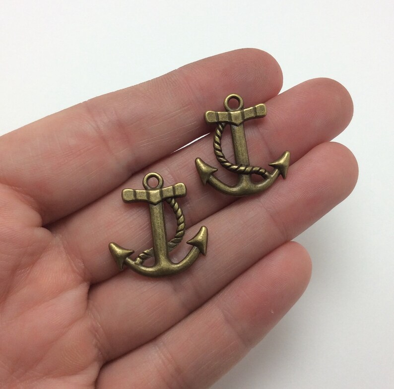 BULK 30 Anchor Charms, Nautical Charms, Beach Charms, Antique Bronze Tone Anchor Charms 5-1689 image 2