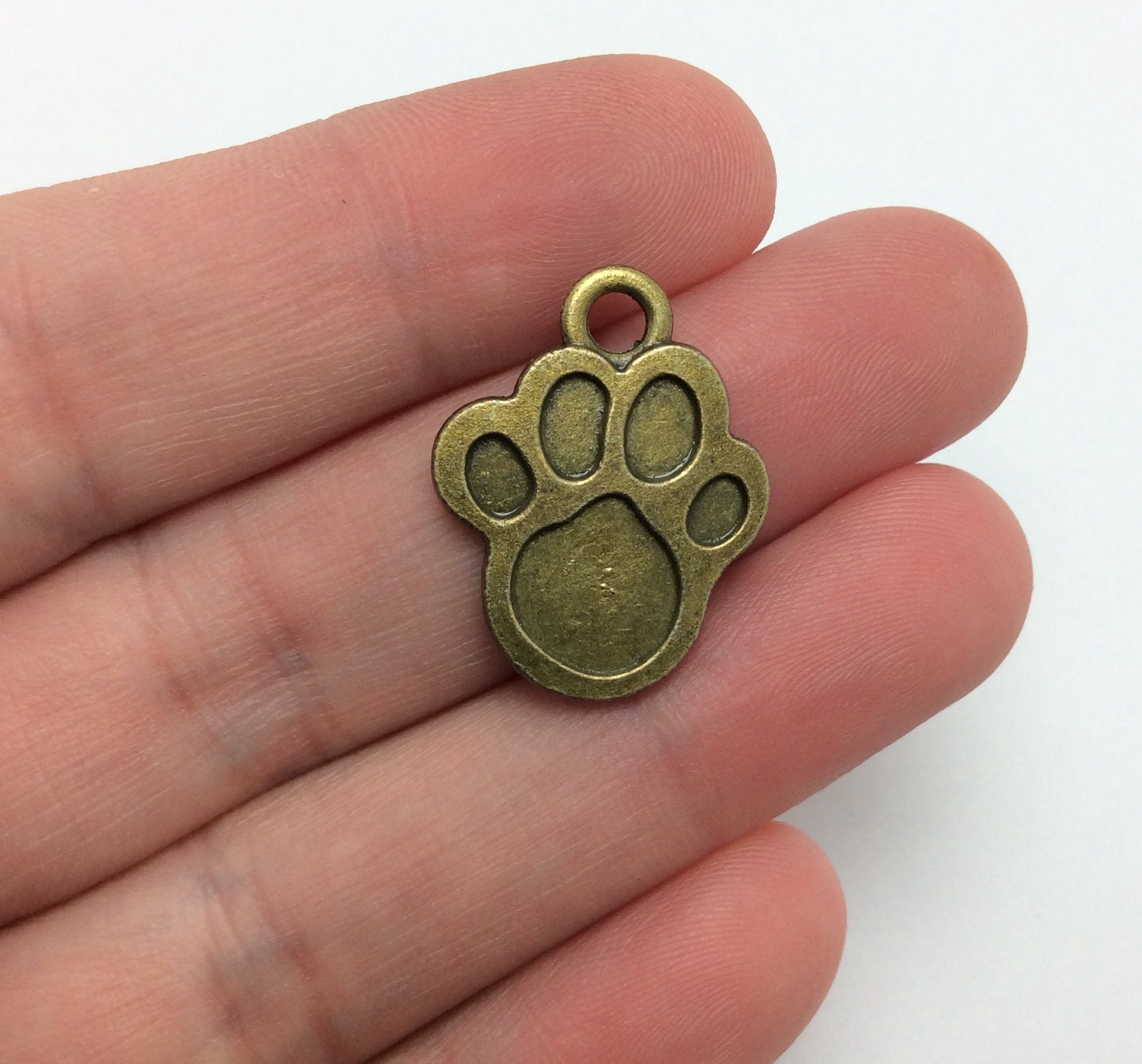 BULK 30 Paw Print Charms Antique Bronze Tone Cat Dog Pet Etsy