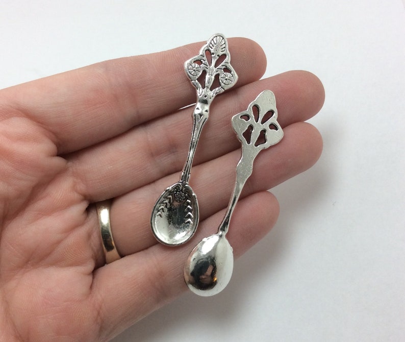 2 Spoon Charms Silver Spoon Charms Kitchen Charms 11462 Etsy