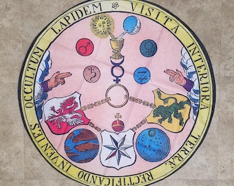 Paño de círculo ritual alquímico de equilibrio celestial