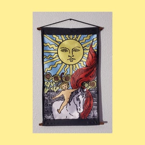 Decoratief stoffen wandkleed Sun-tarotkaart