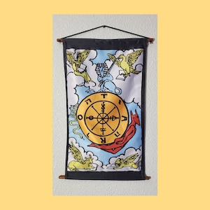 Carta de Tarô da Roda da Fortuna, tecido decorativo para pendurar na parede