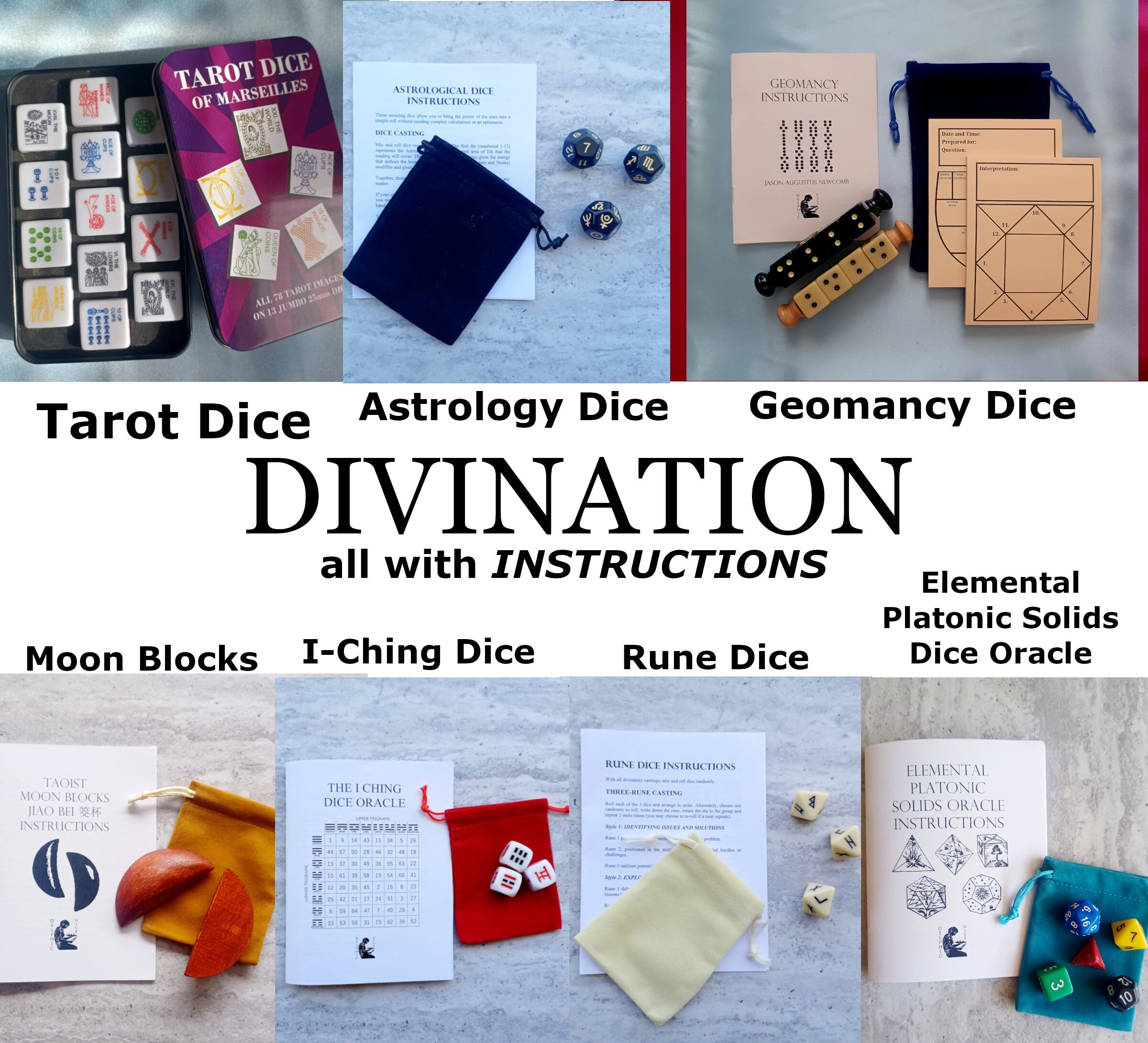 Set of I-CHING Dice With INSTRUCTIONS, Oracle Divination - Etsy
