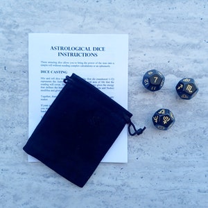 Set of ASTROLOGY Dice with INSTRUCTIONS, Oracle Divination